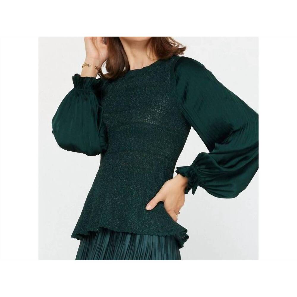 NEW CURRENT AIR glenda glitter flared sweater in green - Picture 4 of 4
